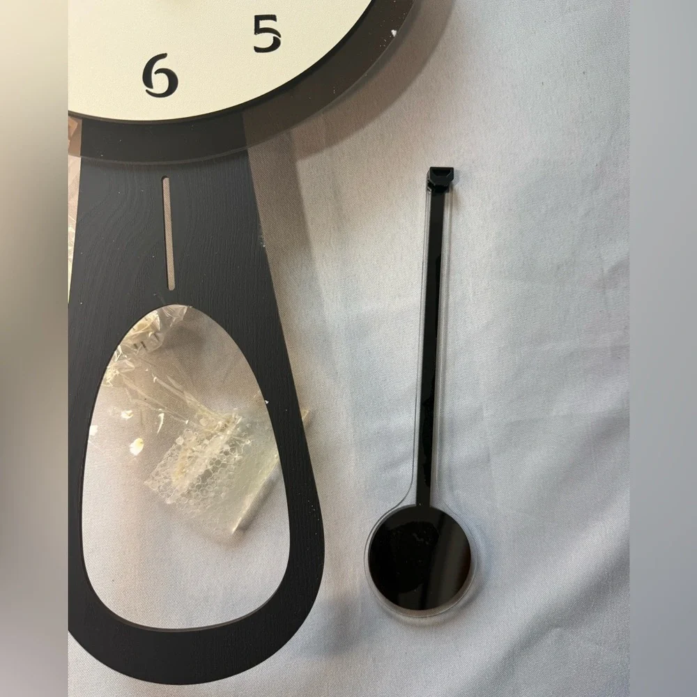 Meisd Black and Cream Wall Clock with Pendulum 22 In. NIB